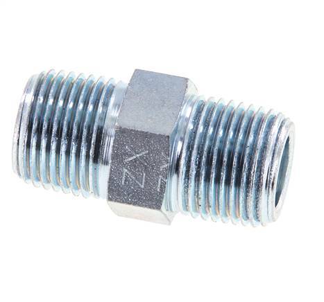 3/8'' NPT Zinc plated Steel Double Nipple 210 Bar - Hydraulic [2 Pieces]