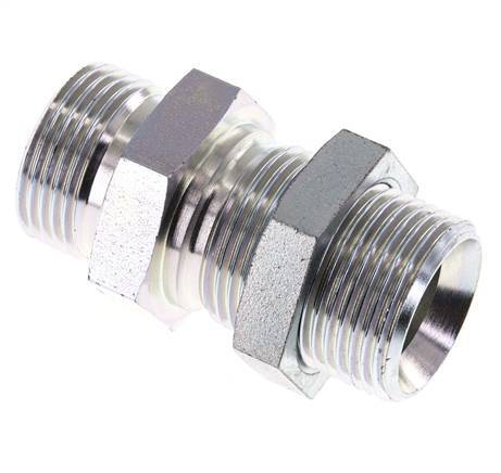 G 1'' Zinc plated Steel Bulkhead Double nipple 225 Bar - Hydraulic
