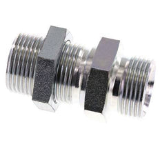 G 1'' Zinc plated Steel Bulkhead Double nipple 225 Bar - Hydraulic