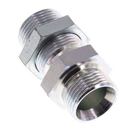 G 1'' Zinc plated Steel Bulkhead Double nipple 225 Bar - Hydraulic