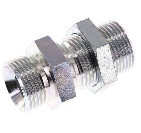 G 1'' Zinc plated Steel Bulkhead Double nipple 225 Bar - Hydraulic