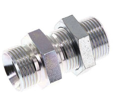 G 1'' Zinc plated Steel Bulkhead Double nipple 225 Bar - Hydraulic