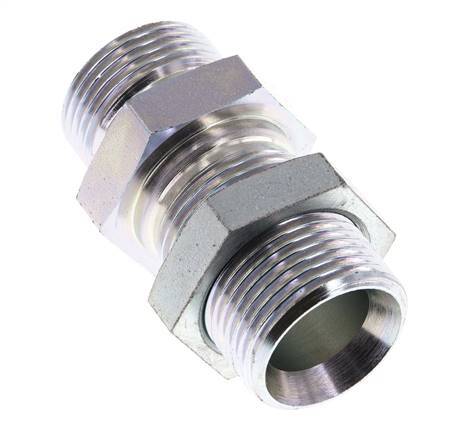G 1'' Zinc plated Steel Bulkhead Double nipple 225 Bar - Hydraulic