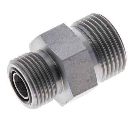 UNS 1''-14 x UN 13/16''-16 Zinc plated Steel Double Nipple ORFS 400 Bar - Hydraulic