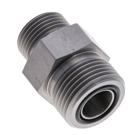 UNS 1''-14 x UN 13/16''-16 Zinc plated Steel Double Nipple ORFS 400 Bar - Hydraulic