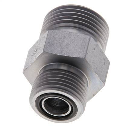 UNS 1''-14 x UN 13/16''-16 Zinc plated Steel Double Nipple ORFS 400 Bar - Hydraulic