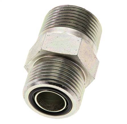 UNS 1''-14 x 3/4'' NPT Zinc plated Steel Double Nipple ORFS 400 Bar - Hydraulic