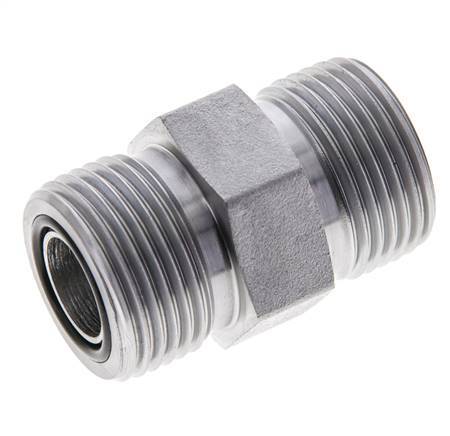 UNS 1''-14 Zinc plated Steel Double Nipple ORFS 400 Bar - Hydraulic