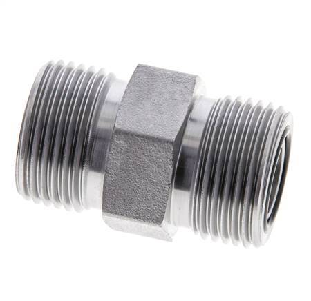 UNS 1''-14 Zinc plated Steel Double Nipple ORFS 400 Bar - Hydraulic