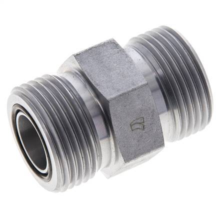 UN 1-3/16''-12 Zinc plated Steel Double Nipple ORFS 400 Bar - Hydraulic