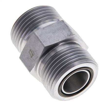 UN 1-3/16''-12 Zinc plated Steel Double Nipple ORFS 400 Bar - Hydraulic