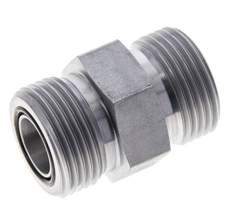 UN 1-3/16''-12 Zinc plated Steel Double Nipple ORFS 400 Bar - Hydraulic