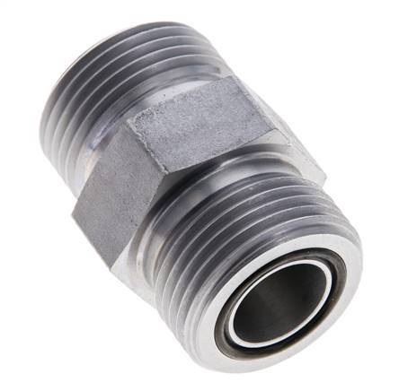 UN 1-3/16''-12 Zinc plated Steel Double Nipple ORFS 400 Bar - Hydraulic