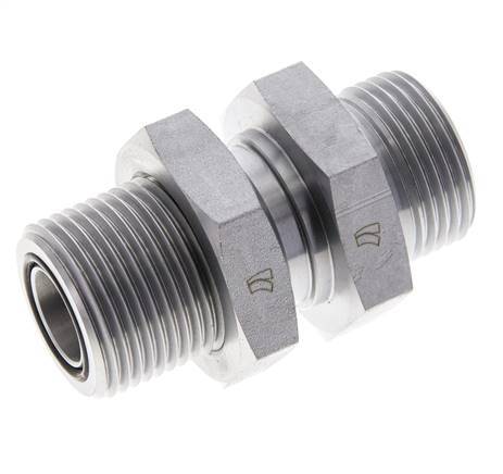 UN 1-3/16''-12 Male Zinc plated Steel Bulkhead Fitting ORFS 400 Bar - Hydraulic