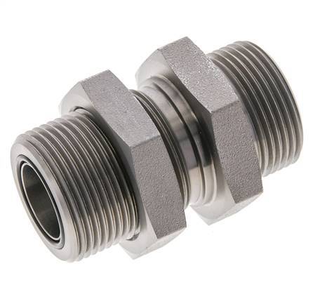 UN 1-7/16''-12 Male Zinc plated Steel Bulkhead Fitting ORFS 400 Bar - Hydraulic
