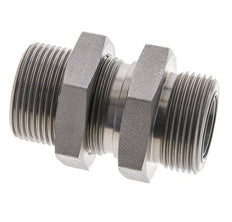 UN 1-7/16''-12 Male Zinc plated Steel Bulkhead Fitting ORFS 400 Bar - Hydraulic