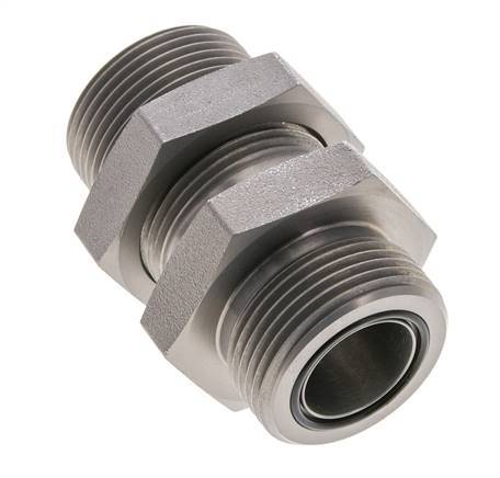 UN 1-7/16''-12 Male Zinc plated Steel Bulkhead Fitting ORFS 400 Bar - Hydraulic