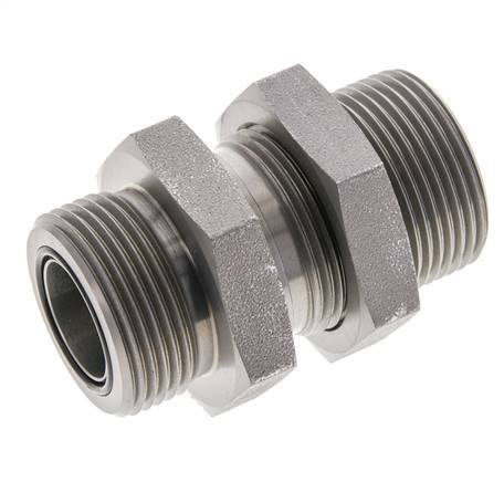 UN 1-7/16''-12 Male Zinc plated Steel Bulkhead Fitting ORFS 400 Bar - Hydraulic