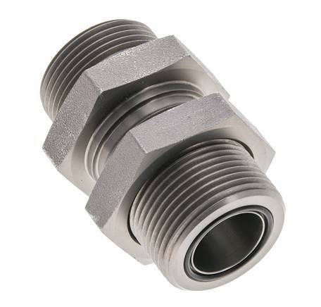 UN 1-7/16''-12 Male Zinc plated Steel Bulkhead Fitting ORFS 400 Bar - Hydraulic