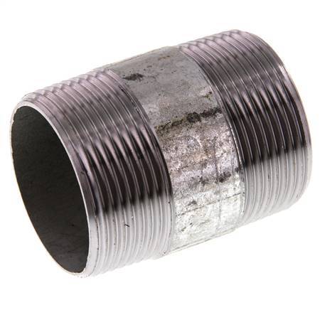 R 1 1/2'' Zinc plated Steel Double Pipe Nipple 50 Bar DIN 2982 - 60mm [2 Pieces]