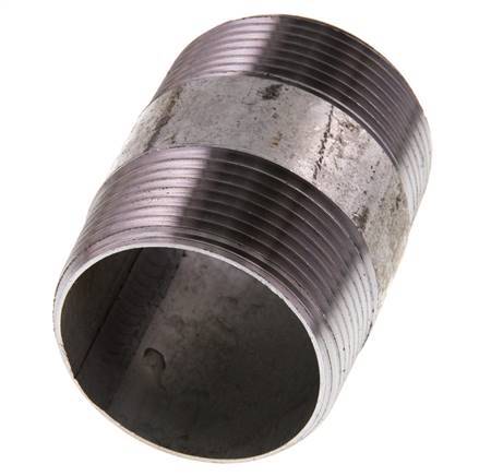 R 1 1/2'' Zinc plated Steel Double Pipe Nipple 50 Bar DIN 2982 - 60mm [2 Pieces]