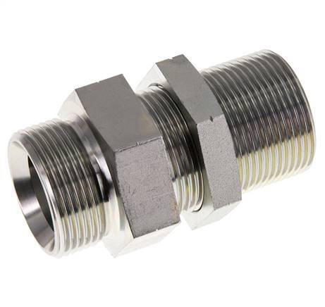 G 1 1/4'' Zinc plated Steel Bulkhead Double nipple 190 Bar - Hydraulic