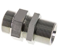 G 1 1/4'' Zinc plated Steel Bulkhead Double nipple 190 Bar - Hydraulic