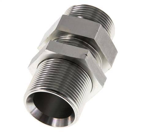 G 1 1/4'' Zinc plated Steel Bulkhead Double nipple 190 Bar - Hydraulic