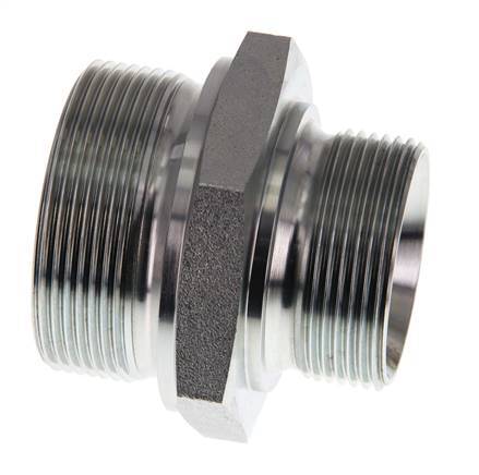 G 2'' x G 1 1/2'' Zinc plated Steel Double Nipple 160 Bar - Hydraulic