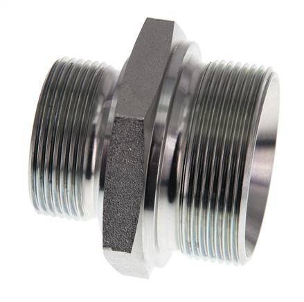 G 2'' x G 1 1/2'' Zinc plated Steel Double Nipple 160 Bar - Hydraulic