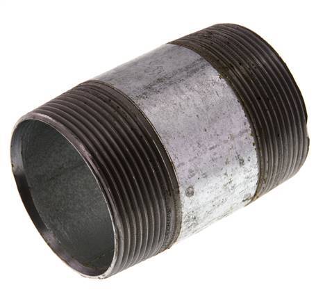 R 2'' Zinc plated Steel Double Pipe Nipple 50 Bar DIN 2982 - 80mm [2 Pieces]