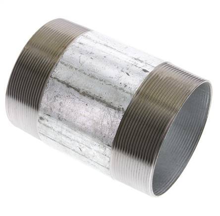 R 4'' Zinc plated Steel Double Pipe Nipple 50 Bar DIN 2982 - 150mm