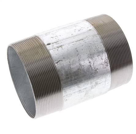 R 4'' Zinc plated Steel Double Pipe Nipple 50 Bar DIN 2982 - 150mm