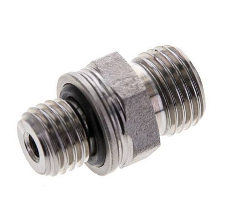 UNF 9/16''-18 x M12x1.5 Zinc plated Steel Double Nipple ORFS 630 Bar - Hydraulic