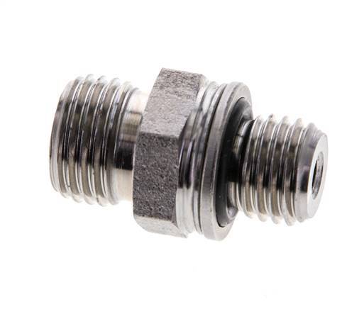 UNF 9/16''-18 x M12x1.5 Zinc plated Steel Double Nipple ORFS 630 Bar - Hydraulic