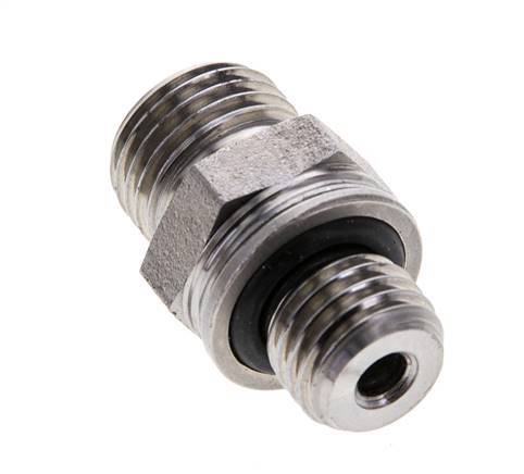 UNF 9/16''-18 x M12x1.5 Zinc plated Steel Double Nipple ORFS 630 Bar - Hydraulic