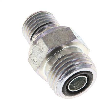 UN 11/16''-16 x G 1/4'' Zinc plated Steel Double Nipple ORFS 630 Bar - Hydraulic