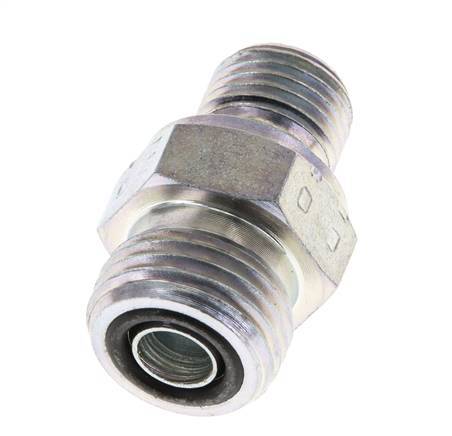 UN 11/16''-16 x G 1/4'' Zinc plated Steel Double Nipple ORFS 630 Bar - Hydraulic