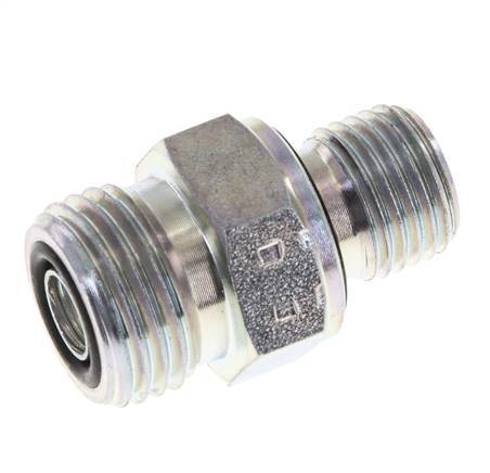 UN 11/16''-16 x G 1/4'' Zinc plated Steel Double Nipple ORFS 630 Bar - Hydraulic