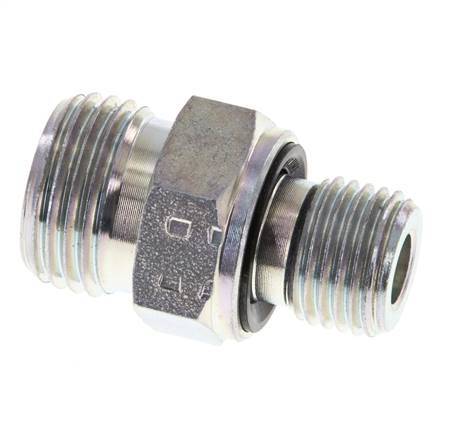 UN 11/16''-16 x G 1/4'' Zinc plated Steel Double Nipple ORFS 630 Bar - Hydraulic