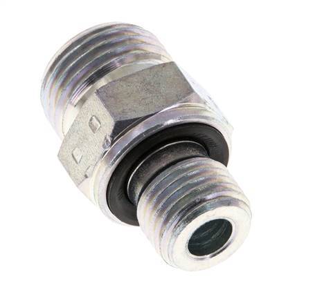 UN 11/16''-16 x G 1/4'' Zinc plated Steel Double Nipple ORFS 630 Bar - Hydraulic