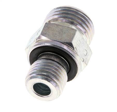UN 11/16''-16 x G 1/4'' Zinc plated Steel Double Nipple ORFS 630 Bar - Hydraulic
