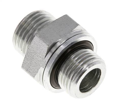 UN 11/16''-16 x G 3/8'' Zinc plated Steel Double Nipple ORFS 630 Bar - Hydraulic