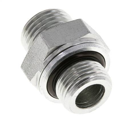 UN 11/16''-16 x G 3/8'' Zinc plated Steel Double Nipple ORFS 630 Bar - Hydraulic