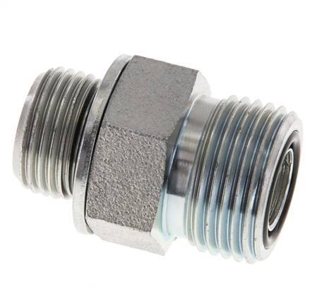 UN 13/16''-16 x G 3/8'' Zinc plated Steel Double Nipple ORFS 630 Bar - Hydraulic