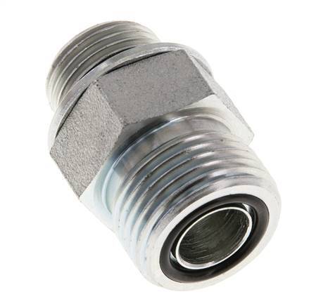 UN 13/16''-16 x G 3/8'' Zinc plated Steel Double Nipple ORFS 630 Bar - Hydraulic