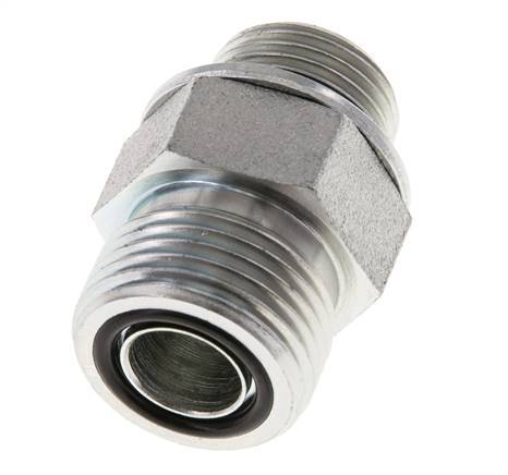 UN 13/16''-16 x G 3/8'' Zinc plated Steel Double Nipple ORFS 630 Bar - Hydraulic