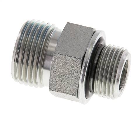 UN 13/16''-16 x G 3/8'' Zinc plated Steel Double Nipple ORFS 630 Bar - Hydraulic