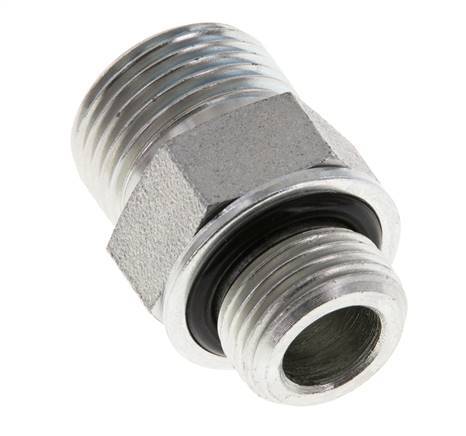 UN 13/16''-16 x G 3/8'' Zinc plated Steel Double Nipple ORFS 630 Bar - Hydraulic