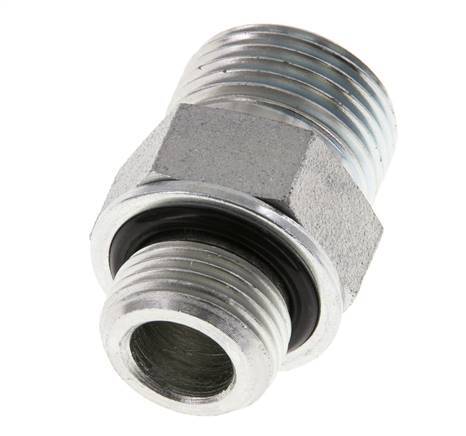 UN 13/16''-16 x G 3/8'' Zinc plated Steel Double Nipple ORFS 630 Bar - Hydraulic